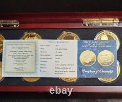 Collection de Dollars en Or des Plus Grandes Batailles Navales du Monde. Ensemble Complet de 8 Pièces avec Certificat d'Authenticité.