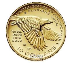 Collection de pièces de monnaie américaines en or de 1/10 once de preuve de liberté américaine 2018 US Mint