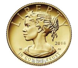 Collection de pièces de monnaie américaines en or de 1/10 once de preuve de liberté américaine 2018 US Mint