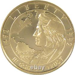 Commemoration du 500e anniversaire de Christophe Colomb 1992 W épreuve en or de 5 $