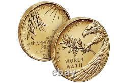 Commémorative 2020 Fin de la Seconde Guerre mondiale 75e anniversaire 24K Or 25 $ - Boîte et CoA