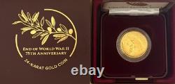 Commémorative 2020 Fin de la Seconde Guerre mondiale 75e anniversaire 24K Or 25 $ - Boîte et CoA
