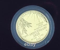 Commémorative 2020 Fin de la Seconde Guerre mondiale 75e anniversaire 24K Or 25 $ - Boîte et CoA