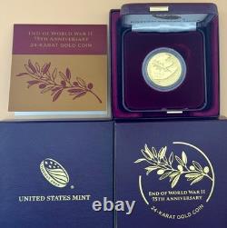 Commémorative 2020 Fin de la Seconde Guerre mondiale 75e anniversaire 24K Or 25 $ - Boîte et CoA