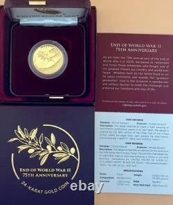 Commémorative 2020 Fin de la Seconde Guerre mondiale 75e anniversaire 24K Or 25 $ - Boîte et CoA