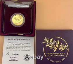 Commémorative 2020 Fin de la Seconde Guerre mondiale 75e anniversaire 24K Or 25 $ - Boîte et CoA