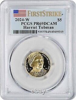 Commemorative de Harriet Tubman en or 5 $ 2024-W PR69DCAM First Strike PCGS