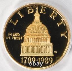 Congrès de 1989 - Pièce commémorative de 5 $ en or Pcgs Pr69dcam