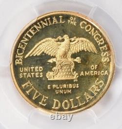 Congrès de 1989 - Pièce commémorative en or de 5 $ Pcgs Pr66dcam