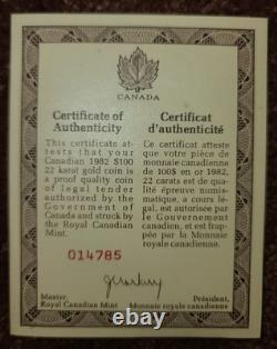 Constitution canadienne de 1982, pièce commémorative en or de 1/2 oz avec étui et certificat