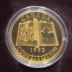 Constitution canadienne de 1982, pièce commémorative en or de 1/2 oz avec étui et certificat