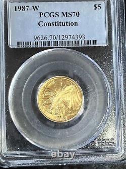 Constitution de 1987 - 5 $ en or, pièce commémorative de 5 dollars, MS70 PCGS