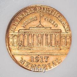 Dollar commémoratif en or McKinley de 1917 G$1, PL Fields NGC MS 62 SKU-G3598