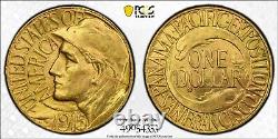 Dollar d'or commémoratif Pan-Pac de Panama Pacifique 1915 G$1 PCGS MS 64