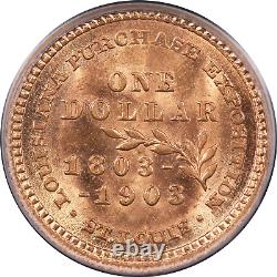 Dollar d'or commémoratif de l'achat de la Louisiane de 1903 (G$1) Jefferson PCGS MS64 CAC