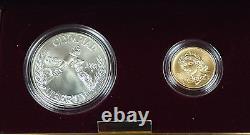 Ensemble UNC de 2 pièces commémoratives en argent et en or de la Monnaie US pour les Jeux olympiques de 1988, tel que publié