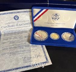 Ensemble commémoratif de 3 pièces de la Statue de la Liberté de 1986 - 50C, 1$, 5$ en or