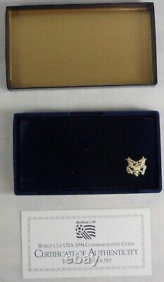 Ensemble commémoratif de 3 pièces de monnaie de preuve de la Coupe du Monde 1994 : 1 pièce en or et 2 pièces en argent avec un certificat d'authenticité (COA)