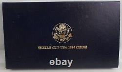 Ensemble commémoratif de 3 pièces de monnaie de preuve de la Coupe du Monde 1994 : 1 pièce en or et 2 pièces en argent avec un certificat d'authenticité (COA)