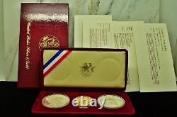 Ensemble commémoratif de 3 pièces de monnaie des Jeux olympiques 1983-1984 en épreuve, comprenant une pièce en or de 10 $ et deux pièces en argent de 1 $