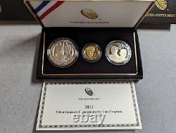 Ensemble commémoratif de 3 pièces en édition limitée du général 5 étoiles de 2013 : 5 dollars en or, 1 dollar en argent et 50 cents en plaqué.