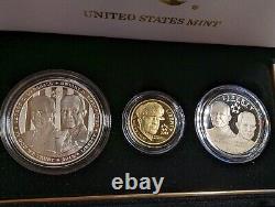 Ensemble commémoratif de 3 pièces en édition limitée du général 5 étoiles de 2013 : 5 dollars en or, 1 dollar en argent et 50 cents en plaqué.