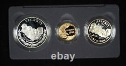 Ensemble commémoratif de preuve 3 pièces en or et argent de Mount Rushmore 1991 avec emballage d'origine