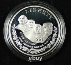 Ensemble commémoratif de preuve 3 pièces en or et argent de Mount Rushmore 1991 avec emballage d'origine