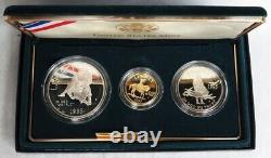 Ensemble commémoratif de preuve de 3 pièces en or et argent de la guerre civile de 1995 OGP