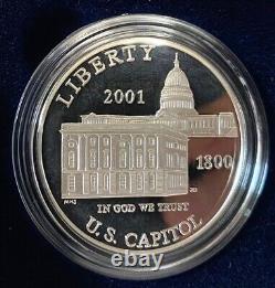 Ensemble commémoratif de preuves du centre des visiteurs du Capitole de 2001 - Or 5 $, argent 1 $, nickel 50 ¢