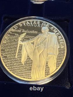 Ensemble commémoratif des pièces plaquées 24K de 70 mm des chartes de liberté de la Monnaie Américaine