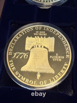 Ensemble commémoratif des pièces plaquées 24K de 70 mm des chartes de liberté de la Monnaie Américaine