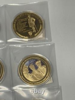 Ensemble de 28 pièces de monnaie colossales en proof de 2,75 pouces de la Monnaie américaine, 1 certificat d'authenticité manquant, plaqué or.