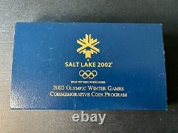 Ensemble de 2 pièces d'or et d'argent Proof des Jeux olympiques de Salt Lake City 2002, avec certificat d'authenticité et boîtier d'origine