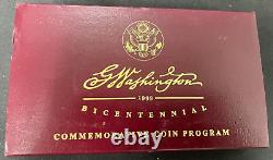 Ensemble de 2 pièces en or Proof et non circulées W de 5 $ Washington Bicentenaire 1999 OGP COA