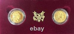 Ensemble de 2 pièces en or Proof et non circulées W de 5 $ Washington Bicentenaire 1999 OGP COA