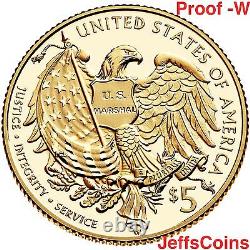 Ensemble de 3 pièces d'or et d'argent de preuve de 5 dollars du service des marshals des États-Unis WPS de 2015 SR7
