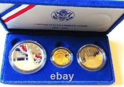 Ensemble de 3 pièces de monnaie de la Liberté des États-Unis de 1986 avec un certificat d'authenticité (S1)