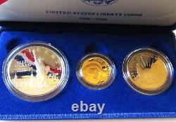 Ensemble de 3 pièces de monnaie de la Liberté des États-Unis de 1986 avec un certificat d'authenticité (S1)