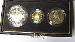 Ensemble de 3 pièces de monnaie du Congrès 1989 Proof 5 $ en or, en argent et en demi-dollar en alliage
