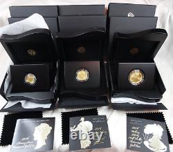 Ensemble de 3 pièces en or du centenaire 2016-W US Mint OGP boîte avec certificat d'authenticité. 9999