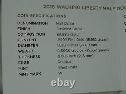 Ensemble de 3 pièces en or du centenaire 2016-W US Mint OGP boîte avec certificat d'authenticité. 9999