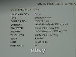 Ensemble de 3 pièces en or du centenaire 2016-W US Mint OGP boîte avec certificat d'authenticité. 9999