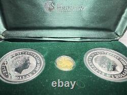 Ensemble de 3 pièces en or et en argent koala australien 2009 avec boîte d'origine/COA seulement 1000 exemplaires frappés