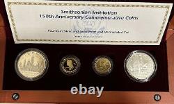 Ensemble de 4 pièces commémoratives de l'Institution Smithsonian de 1996, comprenant 2 pièces en or de 5 $ et 2 pièces en argent de 1 $, RARE