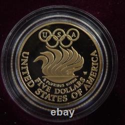 Ensemble de 4 pièces commémoratives des Jeux olympiques de 1988 en or de 5 $ et en argent de 1 $, preuve non circulée, dans une boîte