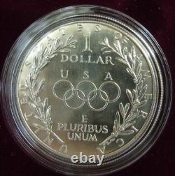 Ensemble de 4 pièces commémoratives des Jeux olympiques de 1988 en or de 5 $ et en argent de 1 $, preuve non circulée, dans une boîte