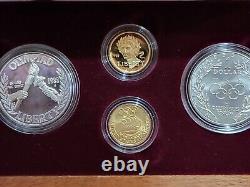 Ensemble de 4 pièces commémoratives des Jeux olympiques de 1988 en or et en argent, preuve non circulée (UNC) de 5 $ et 1 $