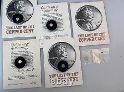 Ensemble de 6 pièces commémoratives en or de 14 carats de 1909 à 1982 avec le mémorial Lincoln
