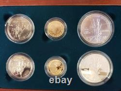 Ensemble de 6 pièces en or, argent et métal plaqué, épreuve et non circulée de 5 $, 1 $ et 50 c pour le quincentenaire de Colomb de 1992